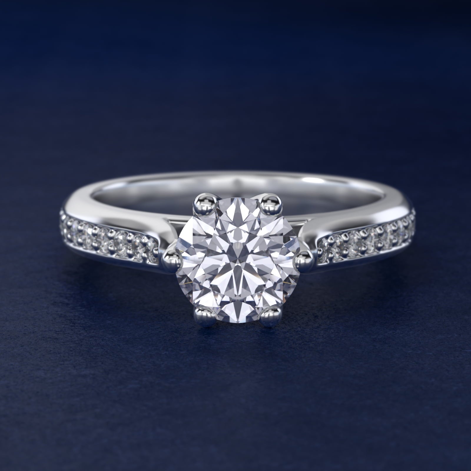 Trellis Pav? Diamond Engagement Ring In 18k White Gold By James Allen - Round Center