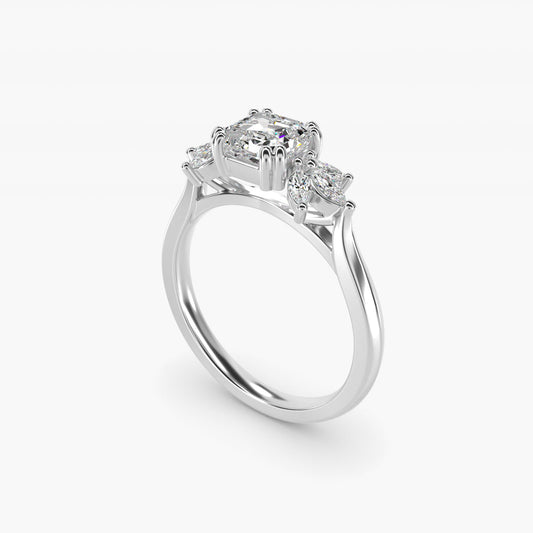 Trio Marquise Diamond Engagement Ring in 14k White Gold - Asscher Center
