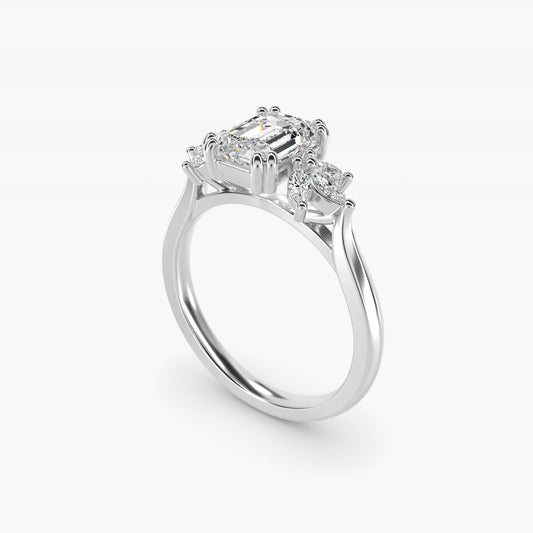 Trio Marquise Diamond Engagement Ring in Platinum - Emerald Center