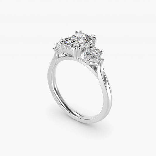 Trio Marquise Diamond Engagement Ring in Platinum - Radiant Center