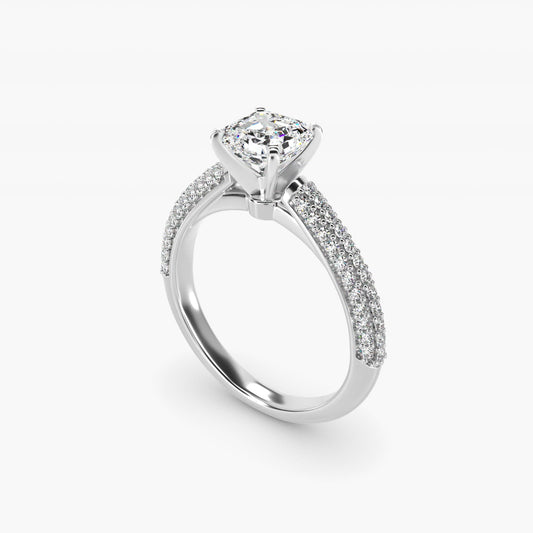 Trio Micropav? Diamond Engagement Ring in Platinum (1/3 ct. tw.) - Asscher Center