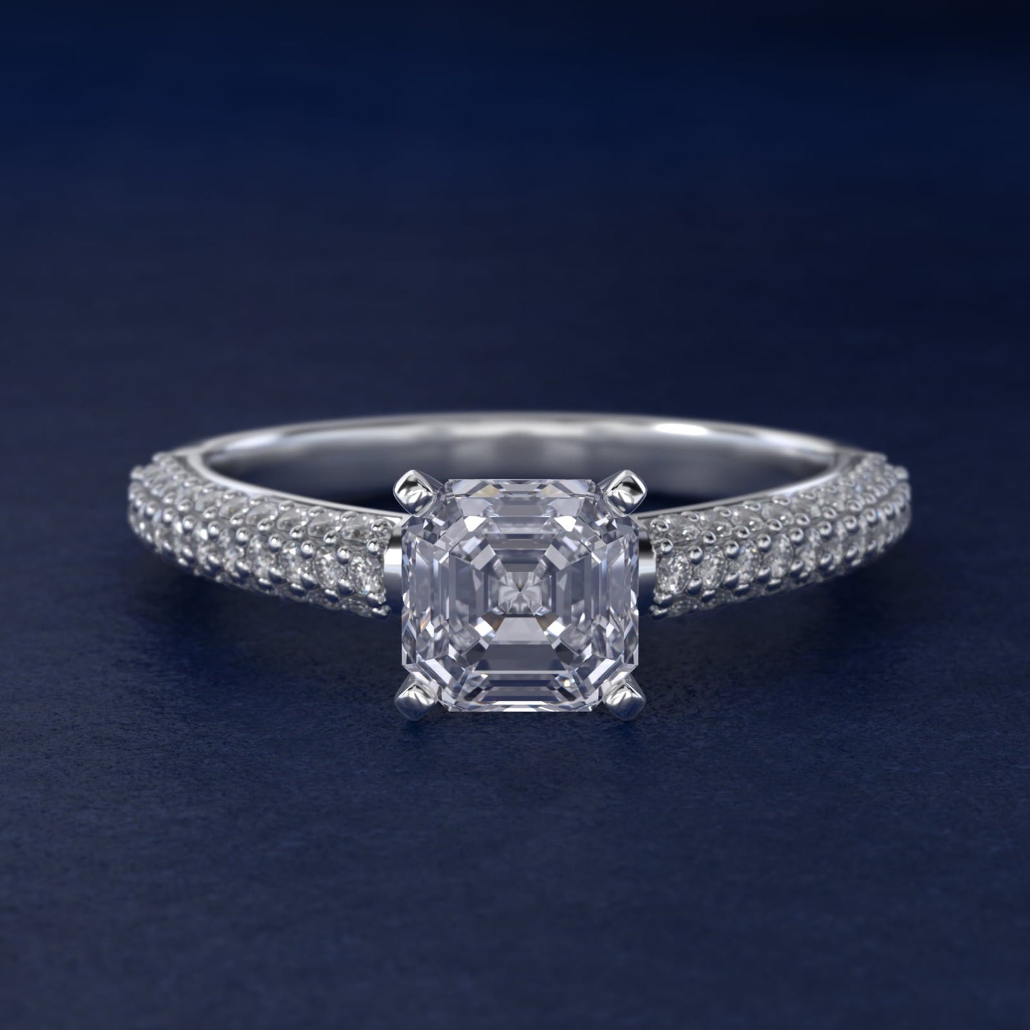 Trio Micropav? Diamond Engagement Ring in Platinum (1/3 ct. tw.) - Asscher Center