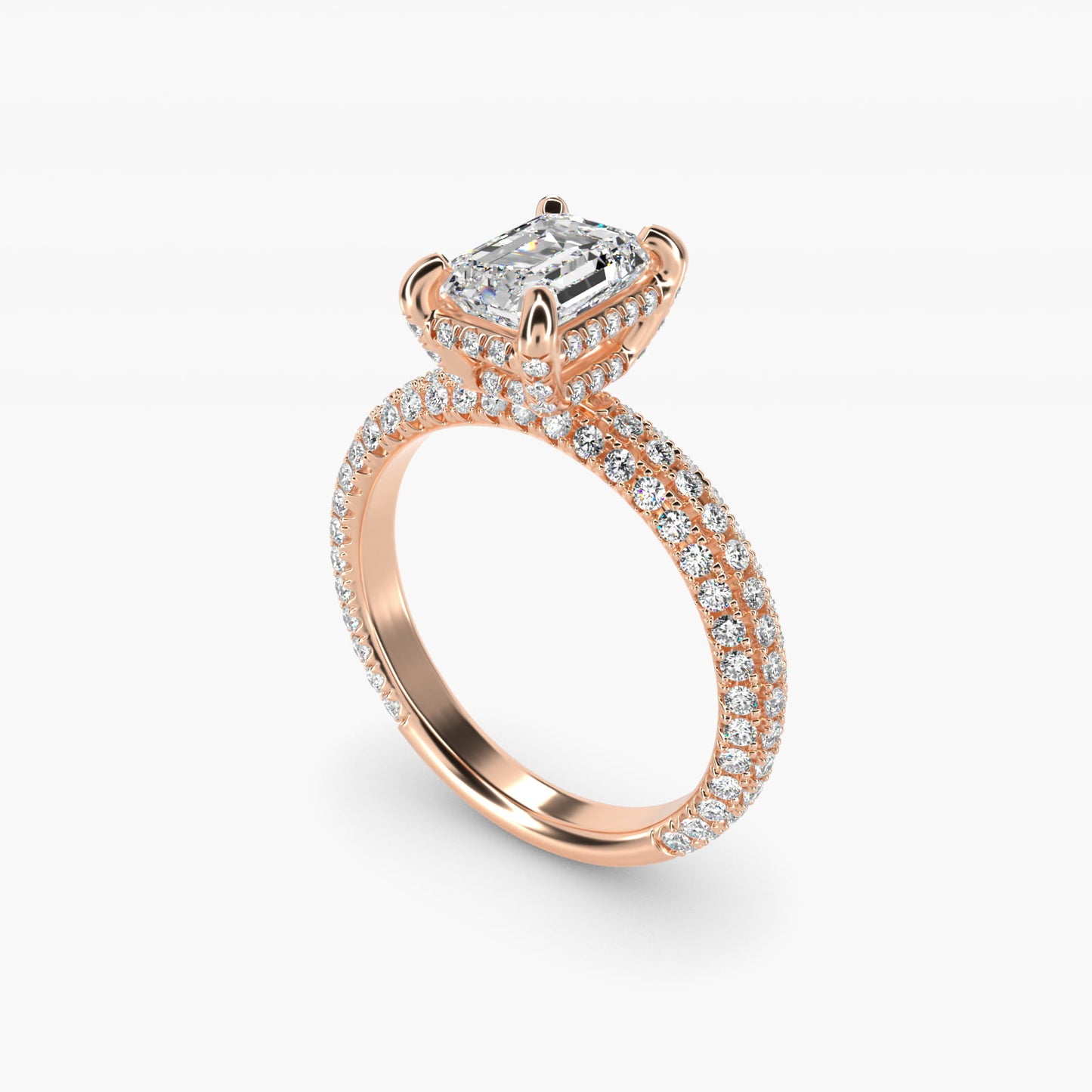 Trio MicroPavŽ Diamond Engagement Ring In 14K Rose Gold By James Allen - Emerald Center