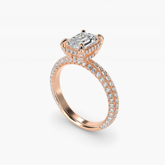 Trio MicroPav? Diamond Engagement Ring In 18k Rose Gold By James Allen - Emerald Center