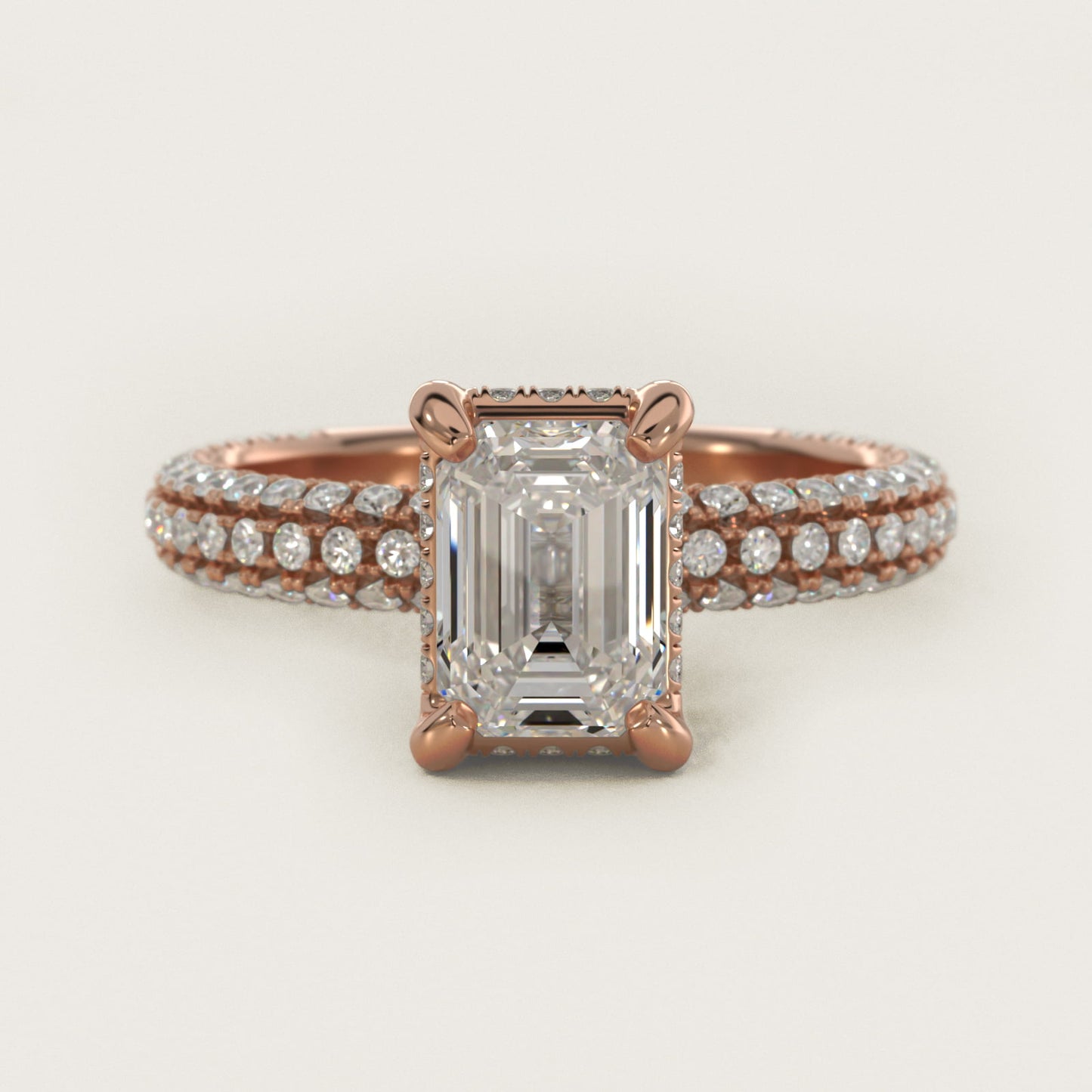 Trio MicroPavŽ Diamond Engagement Ring In 14K Rose Gold By James Allen - Emerald Center