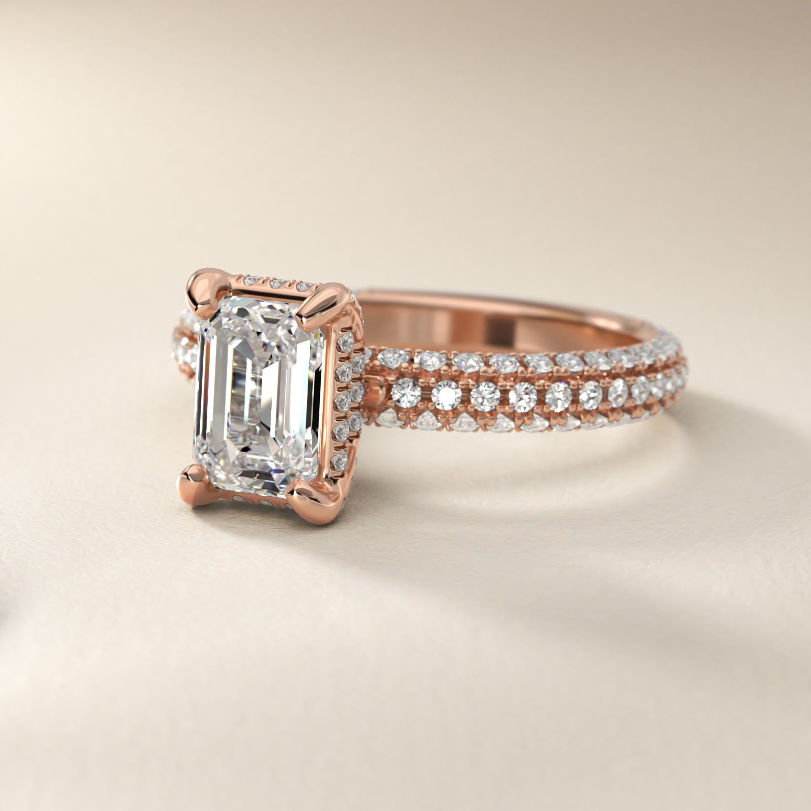 Trio MicroPavŽ Diamond Engagement Ring In 14K Rose Gold By James Allen - Emerald Center