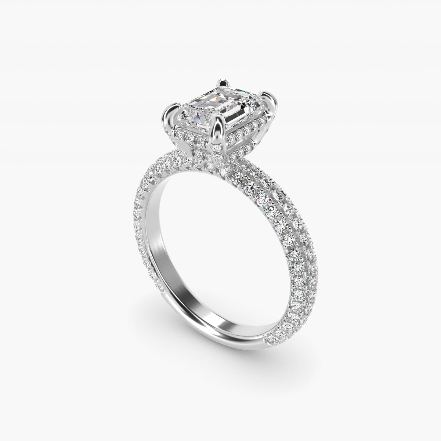 Trio MicroPavŽ Diamond Engagement Ring In 14K White Gold By James Allen - Emerald Center