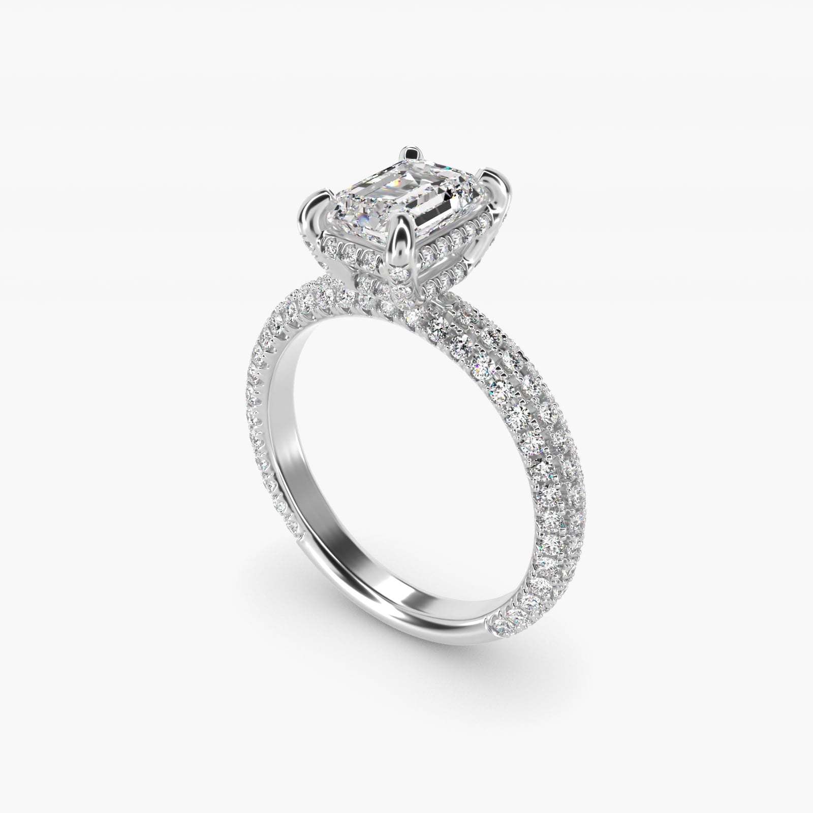 Trio MicroPav? Diamond Engagement Ring In 18k White Gold By James Allen - Emerald Center