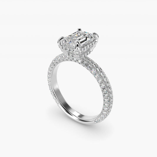 Trio MicroPav? Diamond Engagement Ring In 18k White Gold By James Allen - Emerald Center