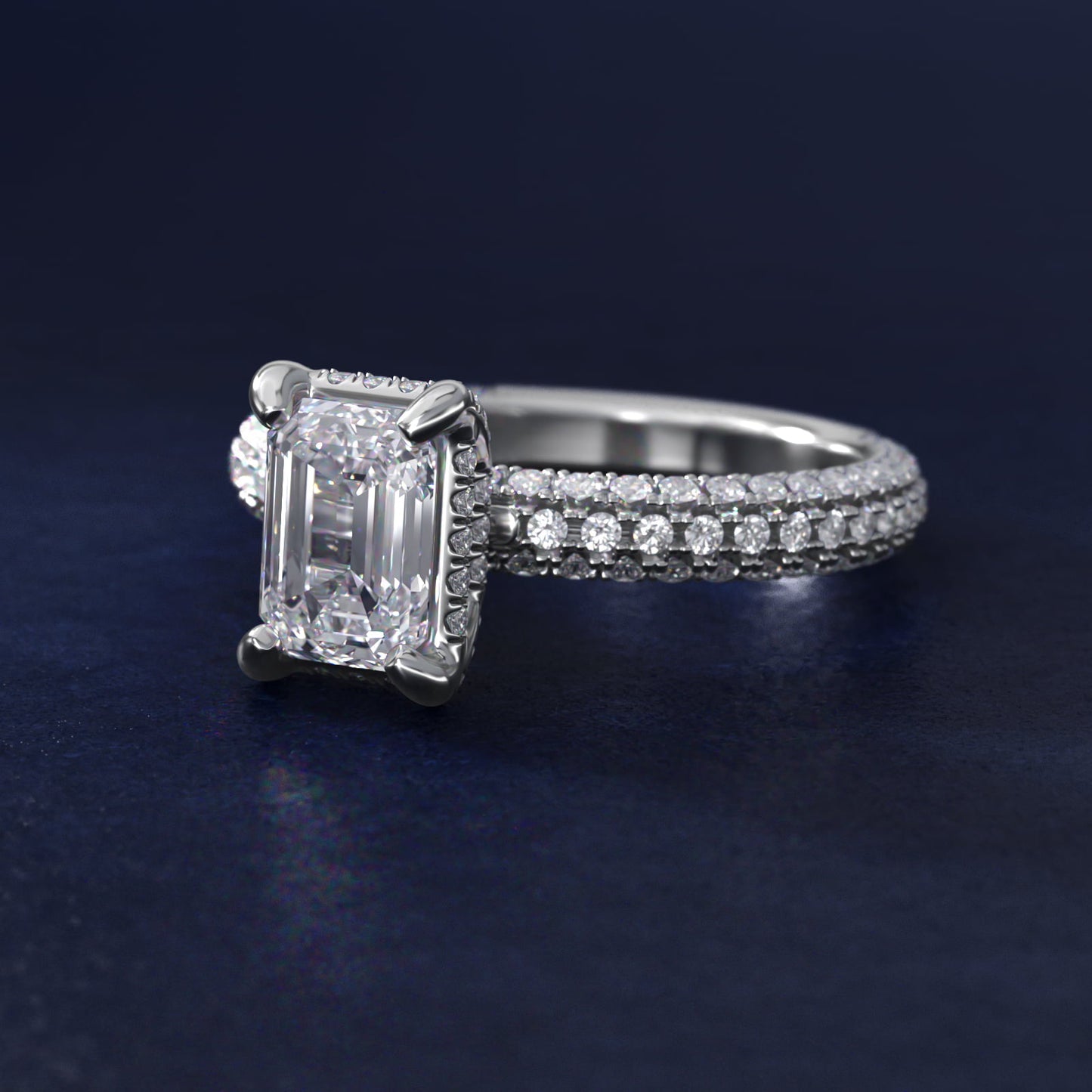 Trio MicroPavŽ Diamond Engagement Ring In 14K White Gold By James Allen - Emerald Center