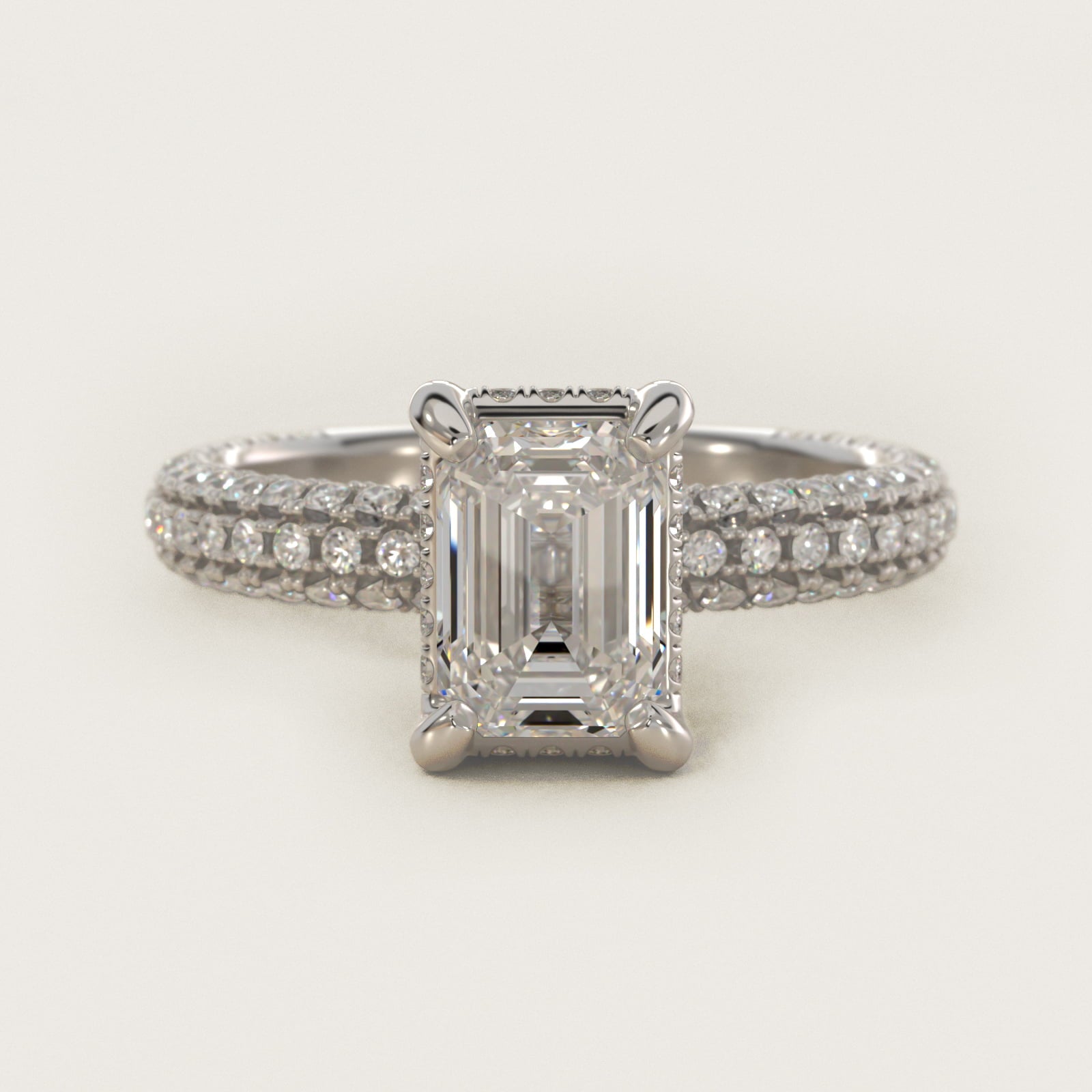 Trio MicroPav? Diamond Engagement Ring In 18k White Gold By James Allen - Emerald Center