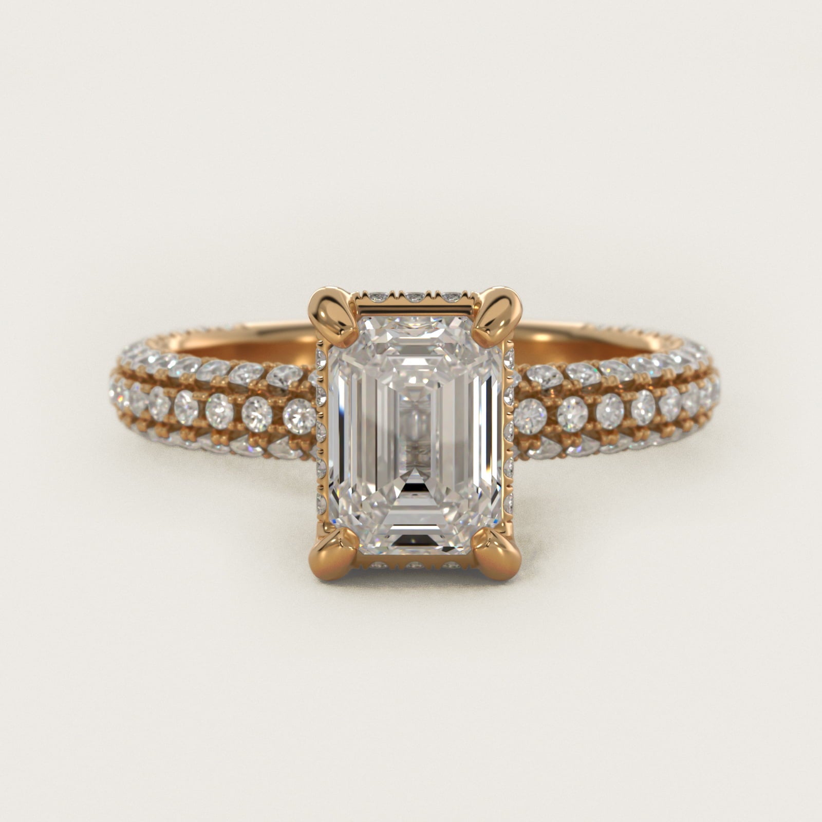 Trio MicroPavŽ Diamond Engagement Ring In 14K Yellow Gold By James Allen - Emerald Center
