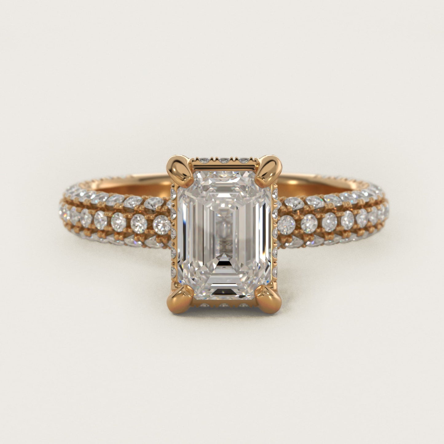 Trio MicroPav? Diamond Engagement Ring In 18k Yellow Gold By James Allen - Emerald Center