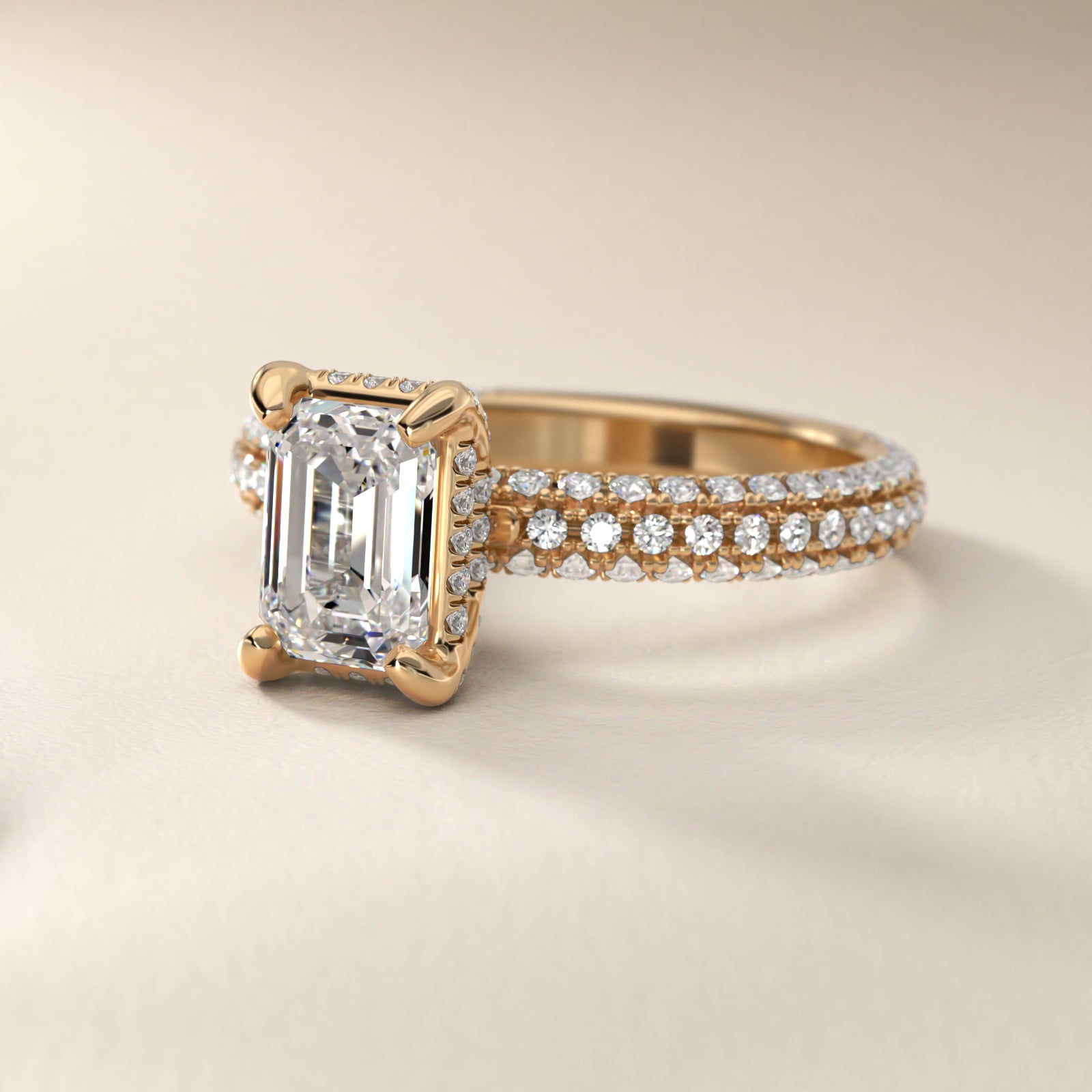 Trio MicroPav? Diamond Engagement Ring In 18k Yellow Gold By James Allen - Emerald Center