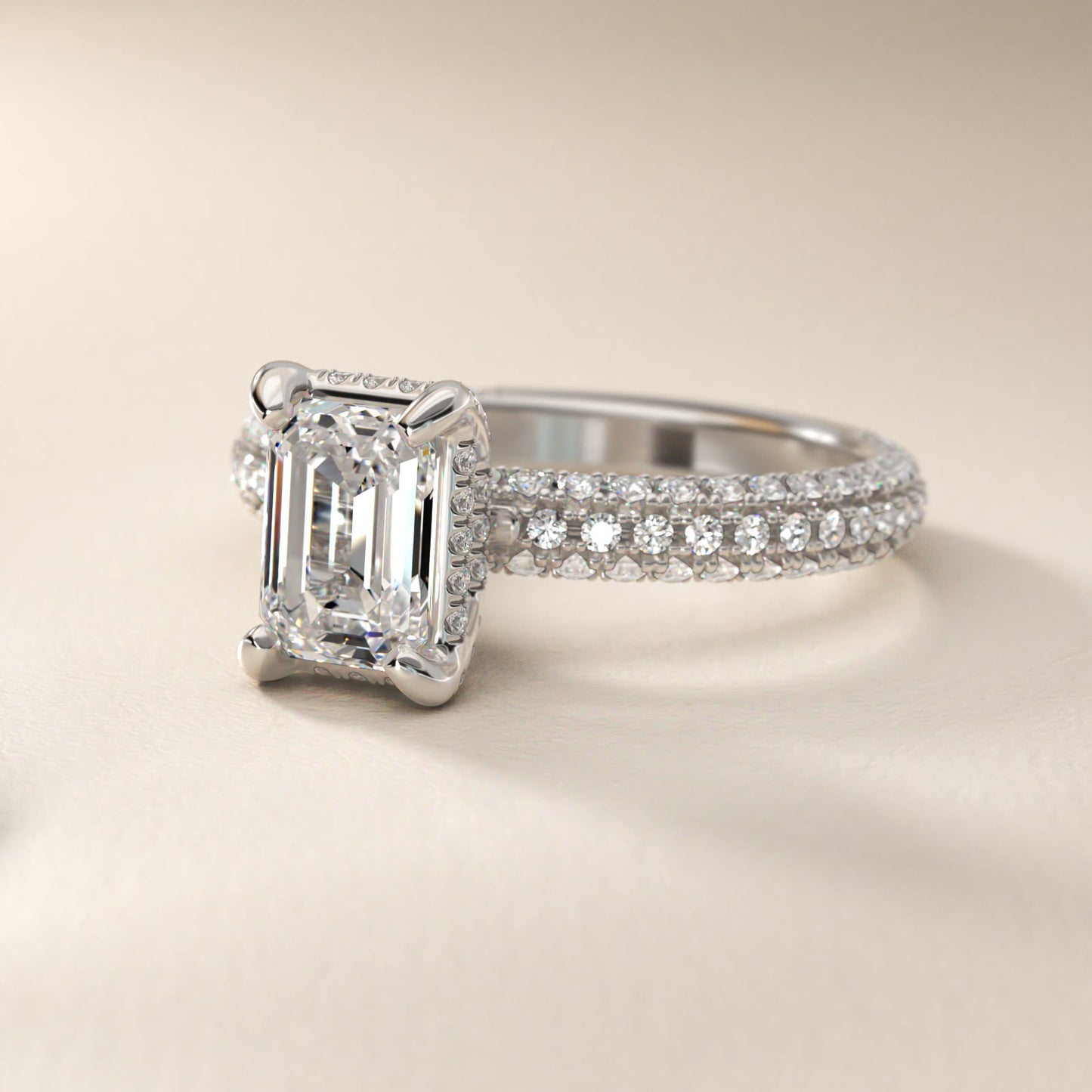 Trio MicroPav? Diamond Engagement Ring In Platinum By James Allen - Emerald Center