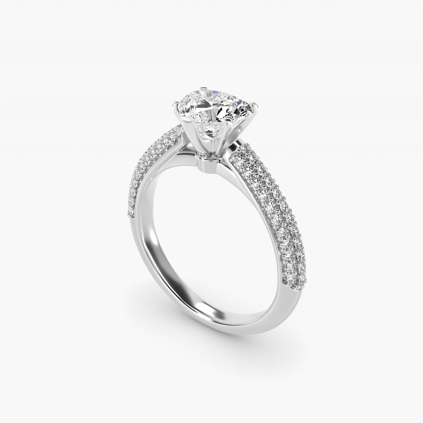 Trio MicropavŽ Diamond Engagement Ring in 14k White Gold (1/3 ct. tw.) - Heart Center