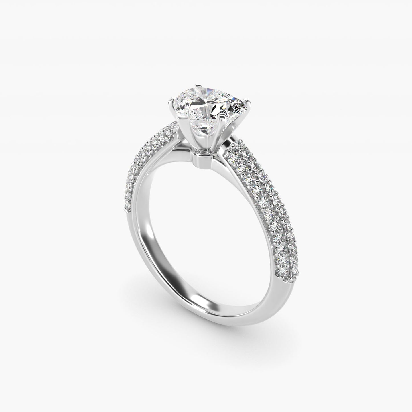 Trio Micropav? Diamond Engagement Ring in 18k White Gold (1/3 ct. tw.) - Heart Center