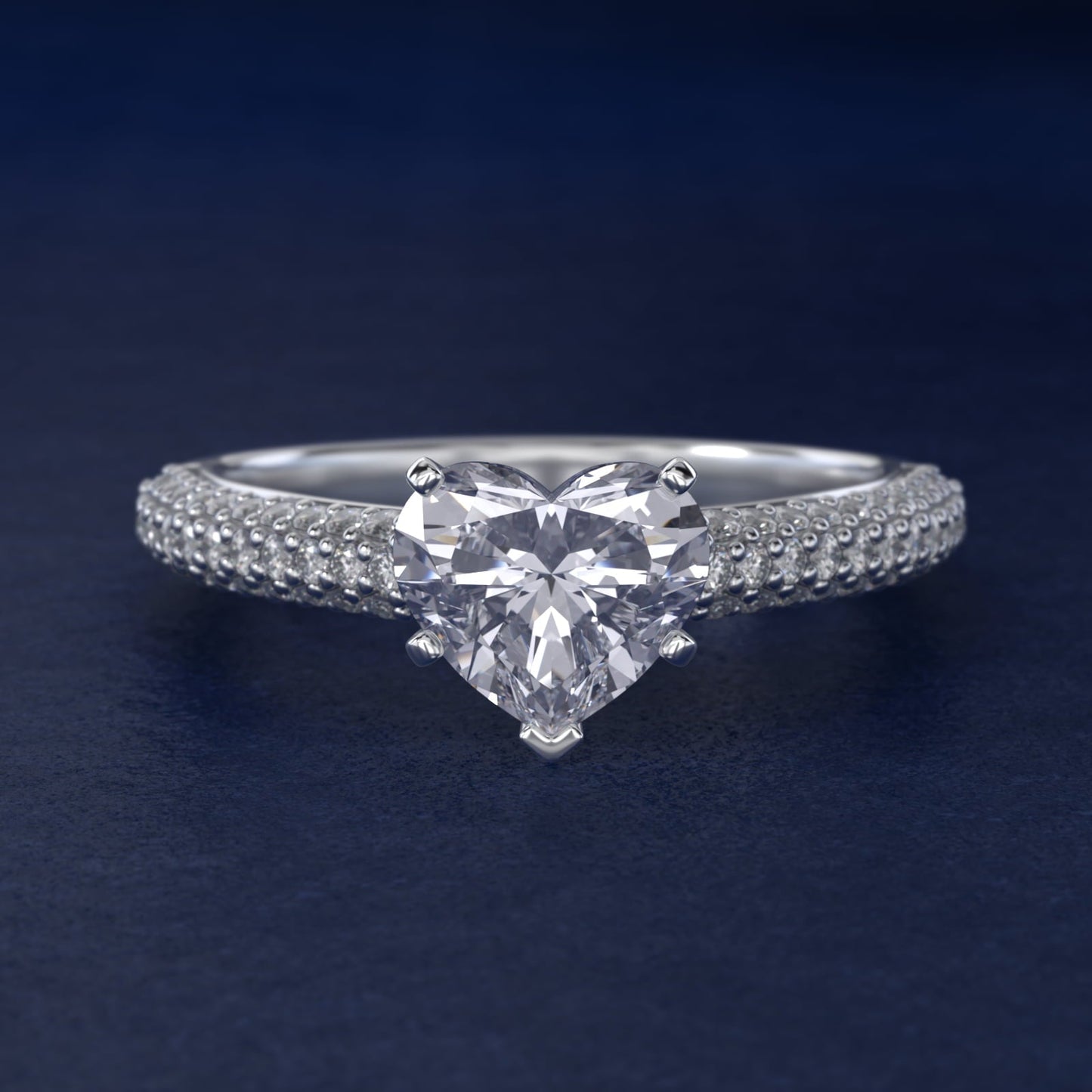 Trio Micropav? Diamond Engagement Ring in Platinum (1/3 ct. tw.) - Heart Center