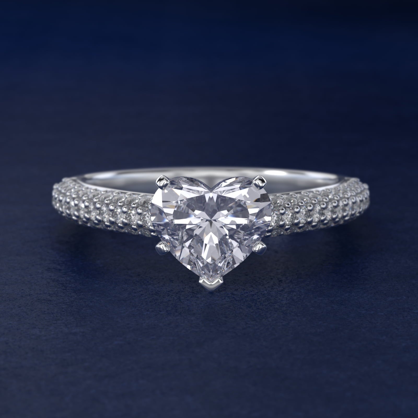 Trio Micropav? Diamond Engagement Ring in Platinum (1/3 ct. tw.) - Heart Center