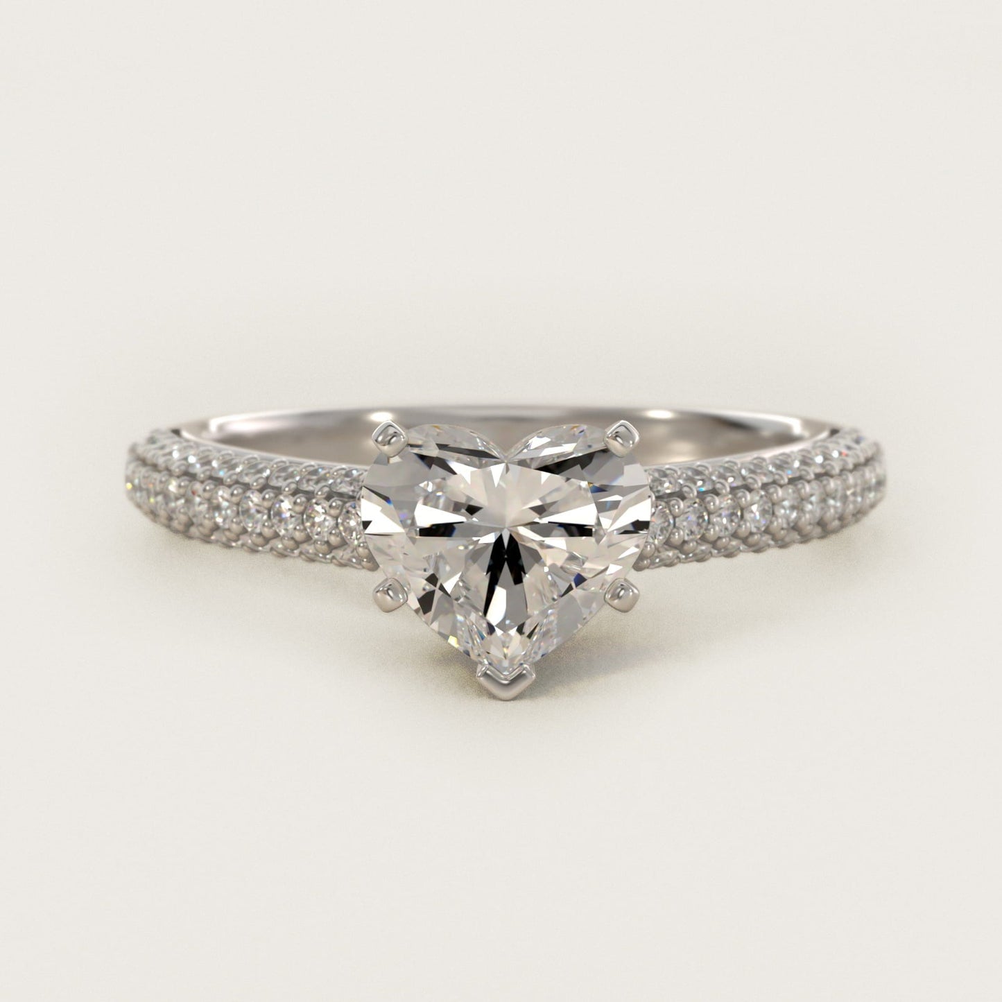 Trio Micropav? Diamond Engagement Ring in Platinum (1/3 ct. tw.) - Heart Center