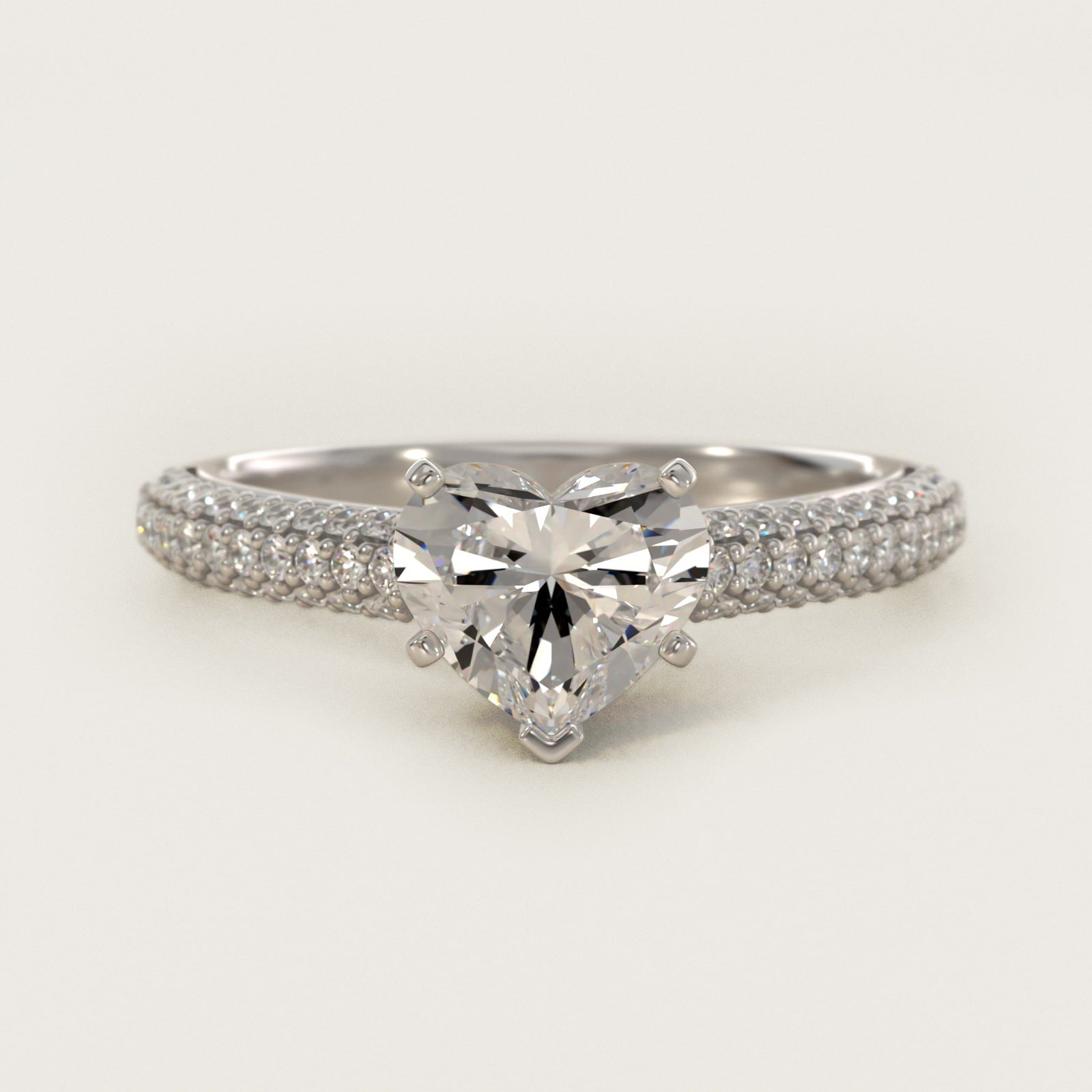 Trio Micropav? Diamond Engagement Ring in Platinum (1/3 ct. tw.) - Heart Center