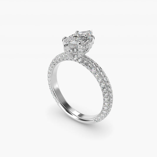 Trio MicroPavŽ Diamond Engagement Ring In 14K White Gold By James Allen - Marquise Center