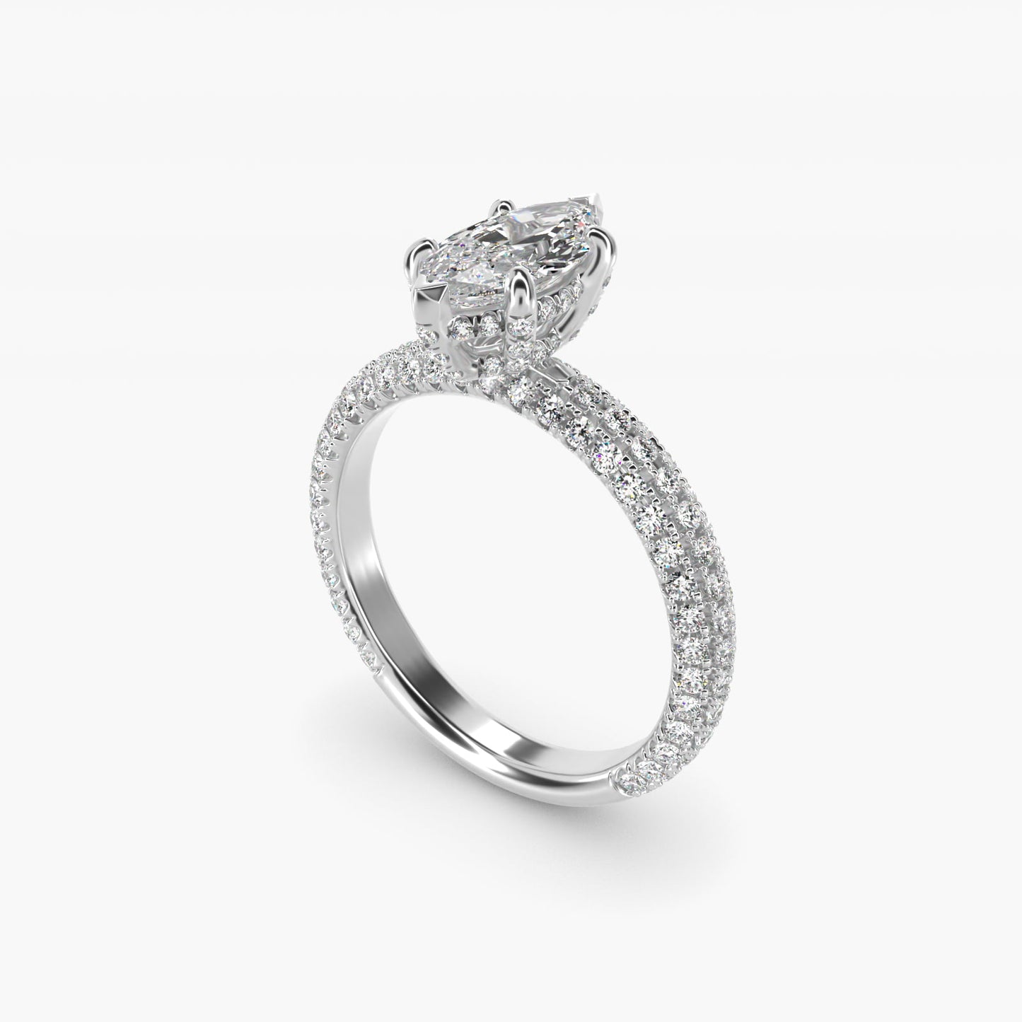 Trio MicroPav? Diamond Engagement Ring In 18k White Gold By James Allen - Marquise Center