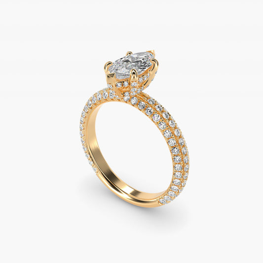 Trio MicroPav? Diamond Engagement Ring In 18k Yellow Gold By James Allen - Marquise Center