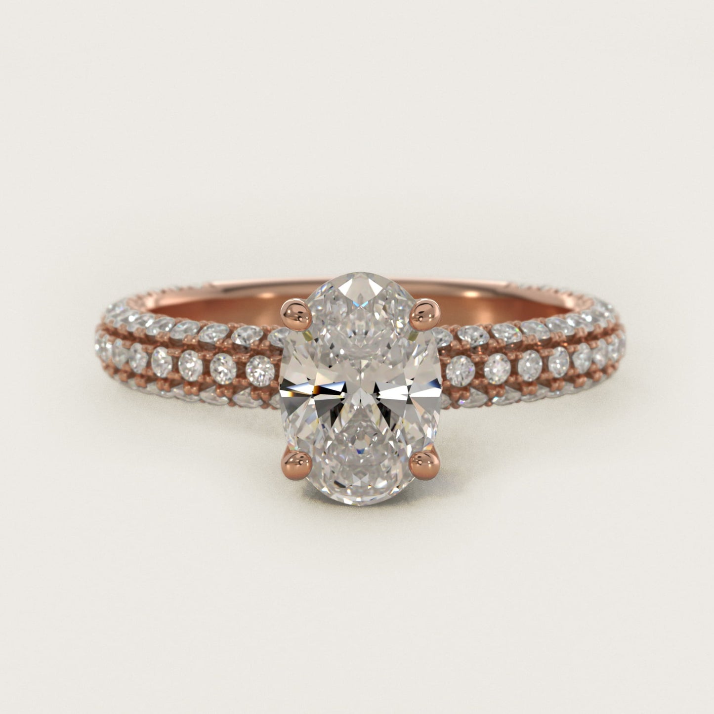 Trio MicroPav? Diamond Engagement Ring In 18k Rose Gold By James Allen - Oval Center