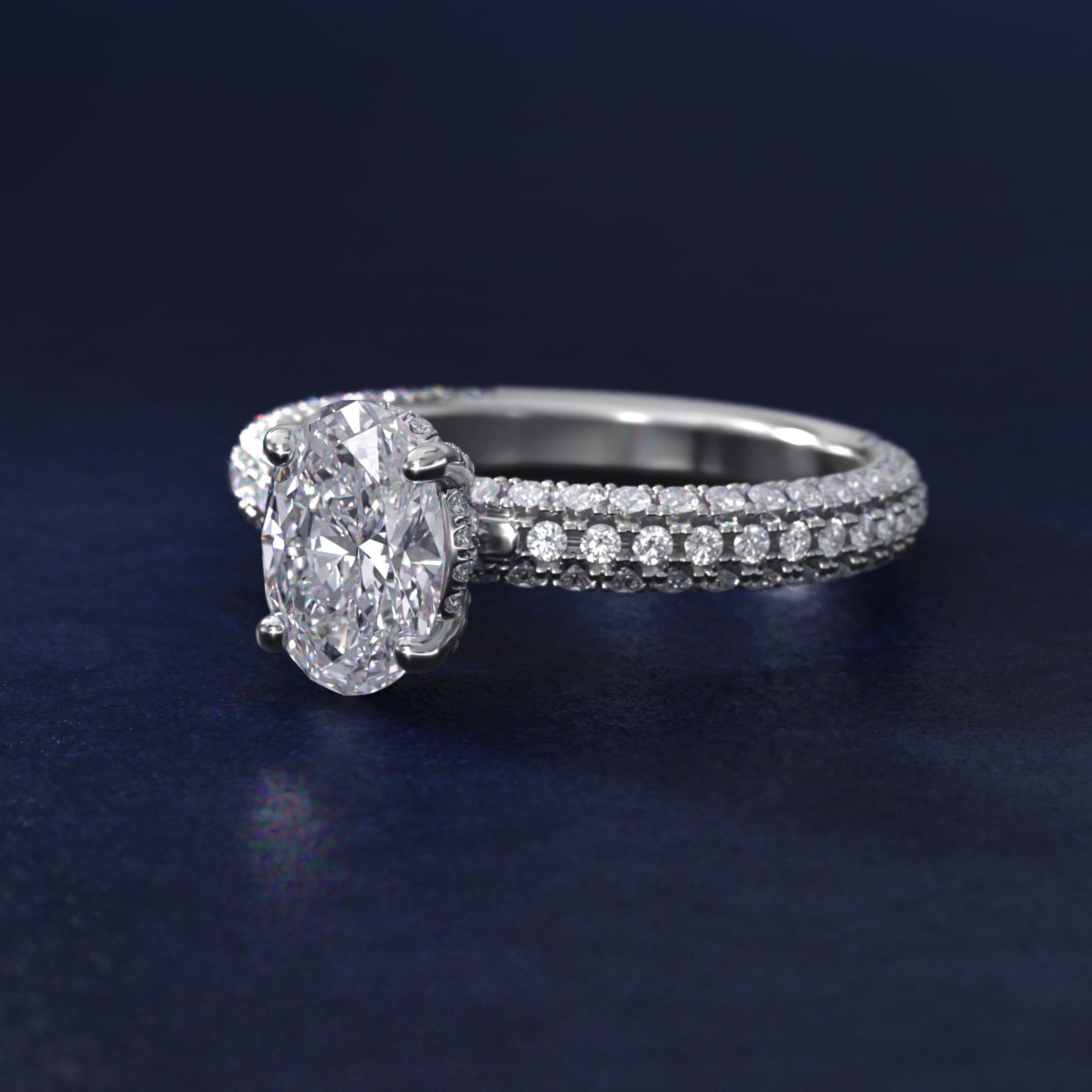 Trio MicroPav? Diamond Engagement Ring In 18k White Gold By James Allen - Oval Center
