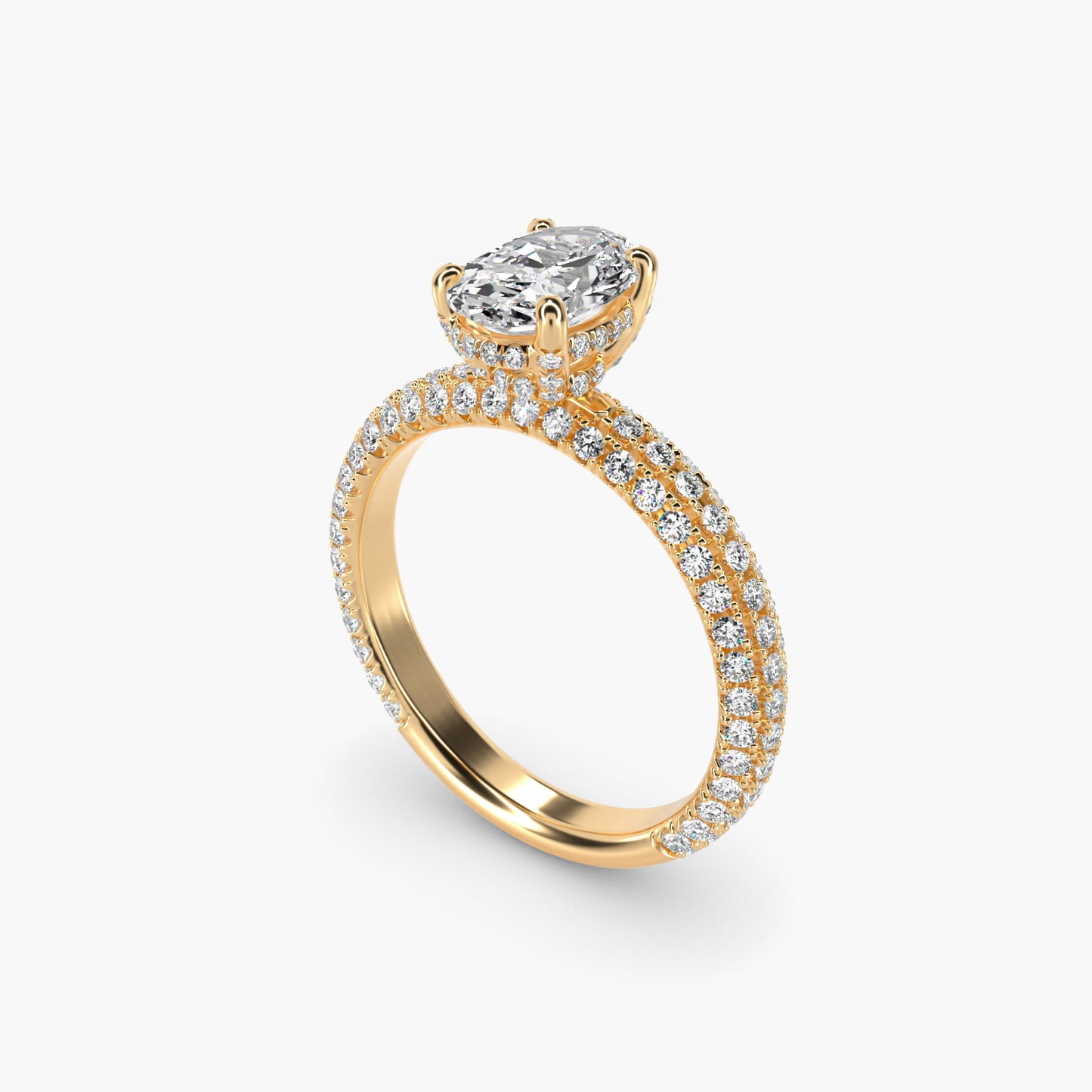 Trio MicroPav? Diamond Engagement Ring In 18k Yellow Gold By James Allen - Oval Center