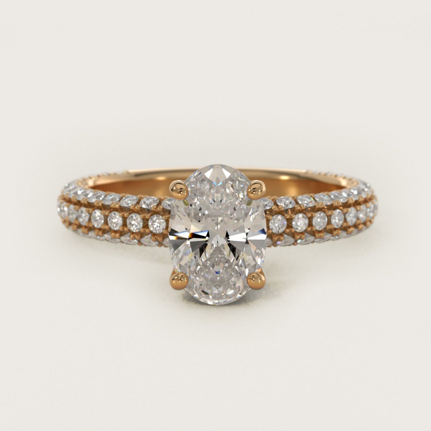 Trio MicroPav? Diamond Engagement Ring In 18k Yellow Gold By James Allen - Oval Center
