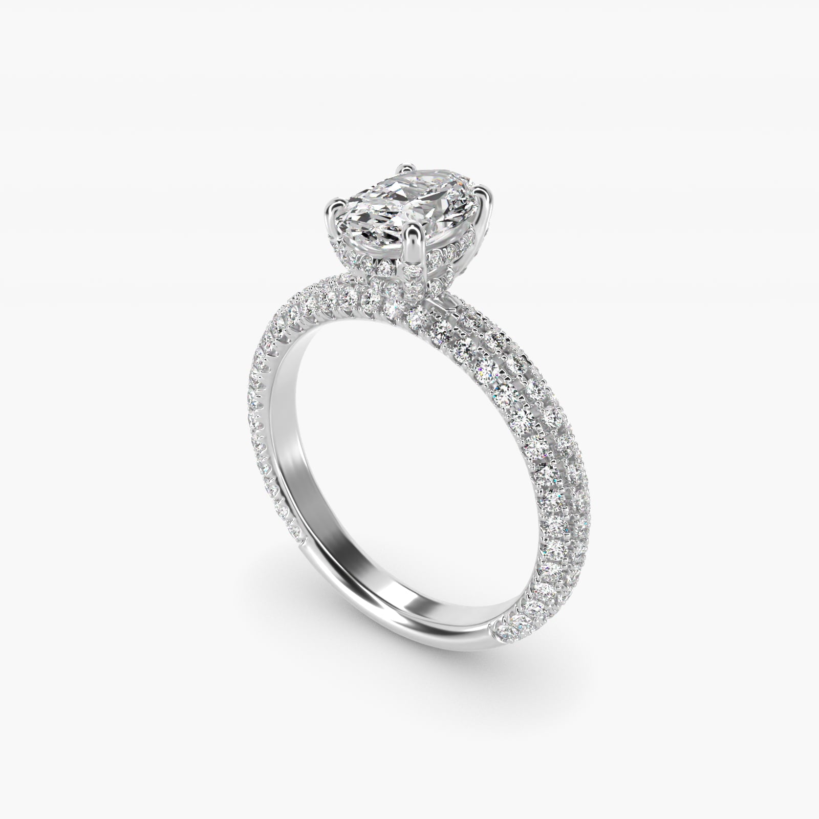 Trio MicroPav? Diamond Engagement Ring In Platinum By James Allen - Oval Center