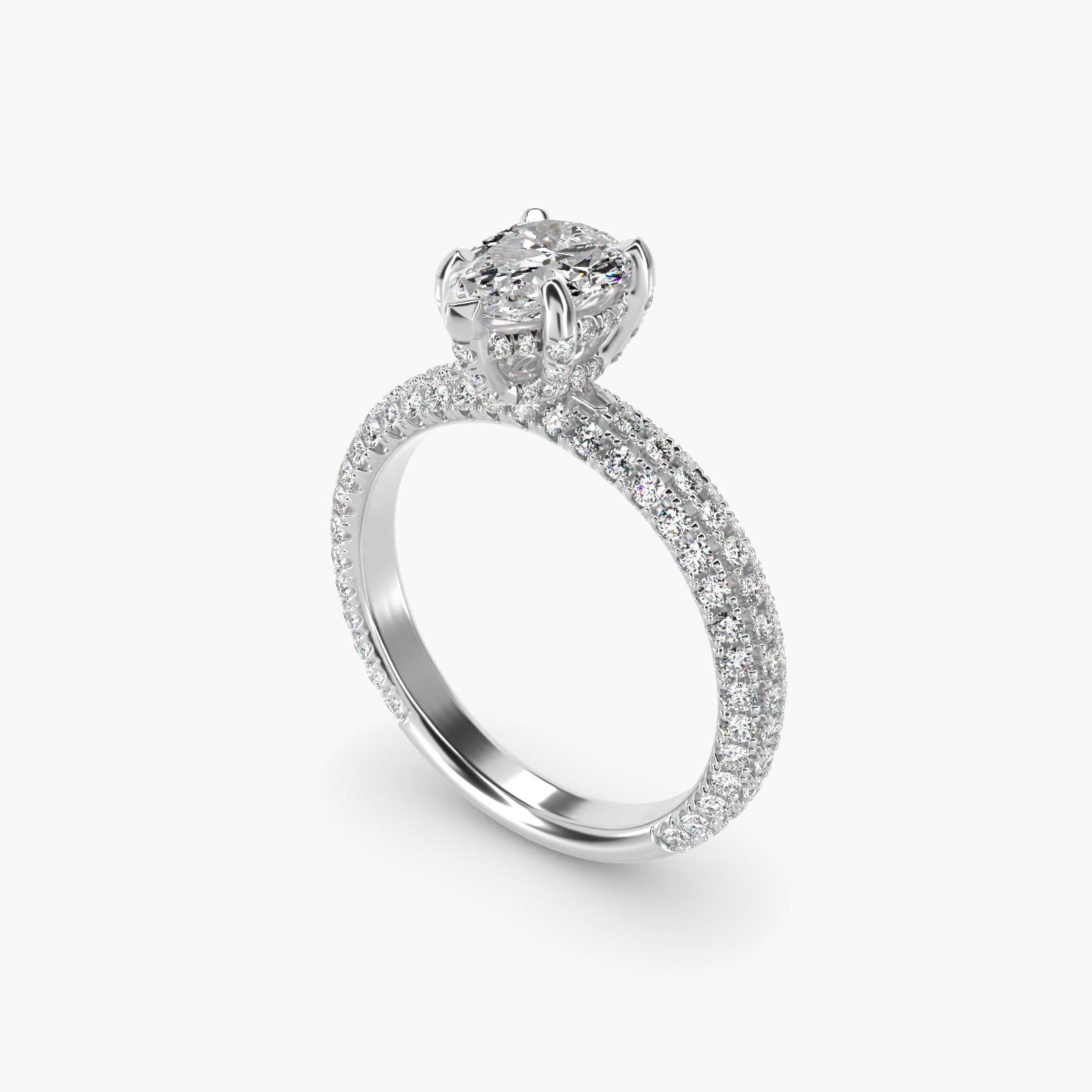 Trio MicroPavŽ Diamond Engagement Ring In 14K White Gold By James Allen - Pear Center