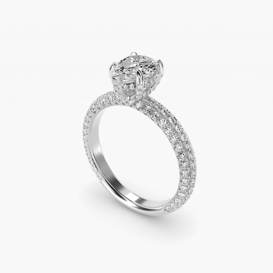 Trio MicroPav? Diamond Engagement Ring In 18k White Gold By James Allen - Pear Center