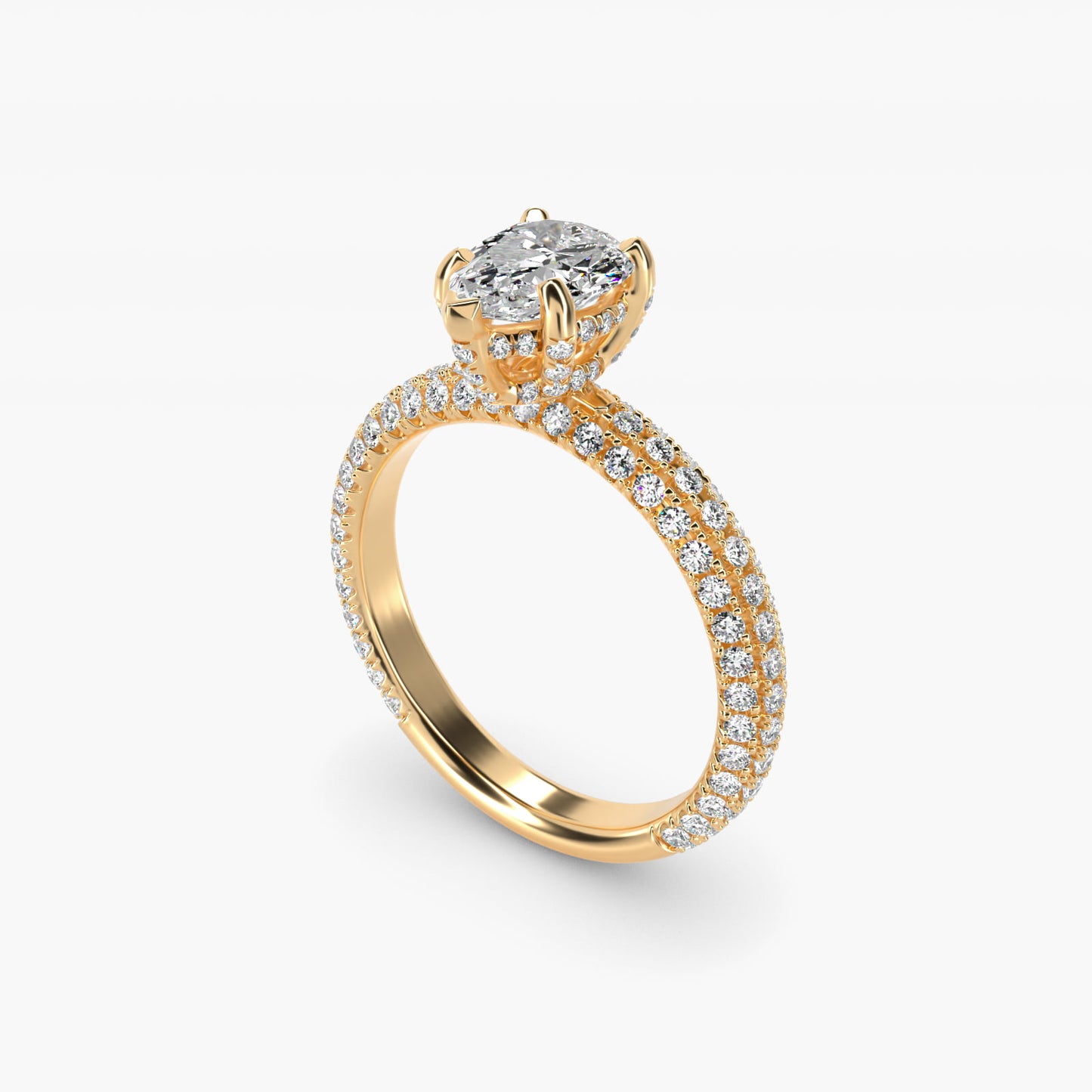 Trio MicroPavŽ Diamond Engagement Ring In 14K Yellow Gold By James Allen - Pear Center
