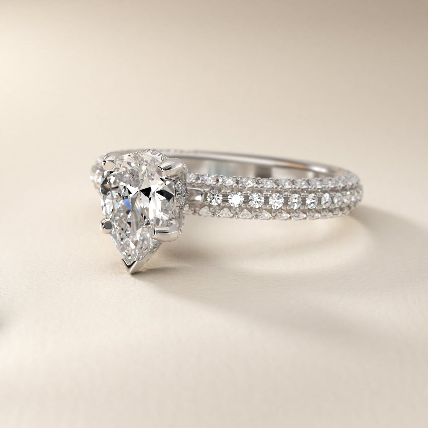 Trio MicroPav? Diamond Engagement Ring In Platinum By James Allen - Pear Center