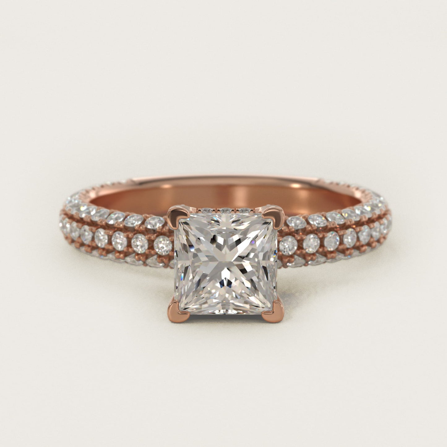 Trio MicroPav? Diamond Engagement Ring In 18k Rose Gold By James Allen - Princess Center