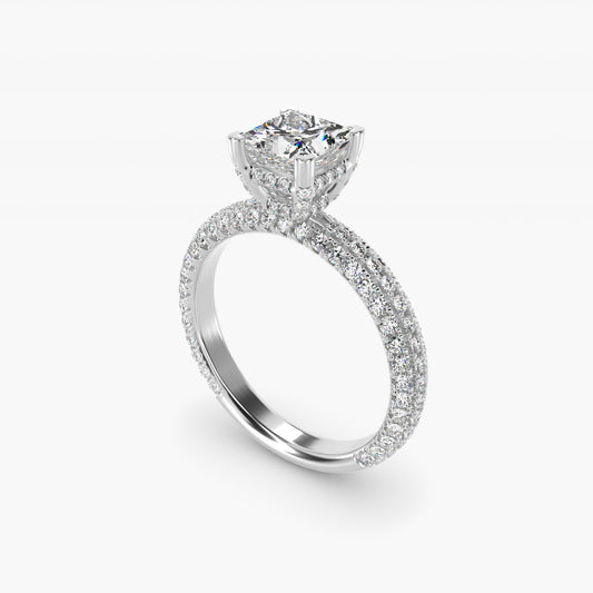 Trio MicroPav? Diamond Engagement Ring In 18k White Gold By James Allen - Princess Center