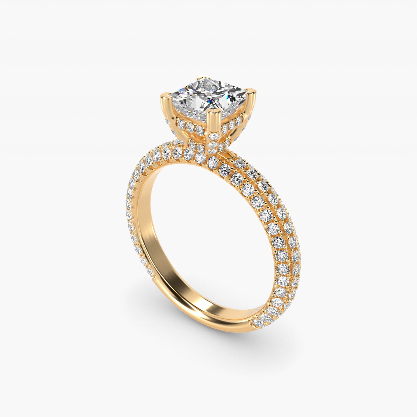 Trio MicroPavŽ Diamond Engagement Ring In 14K Yellow Gold By James Allen - Princess Center