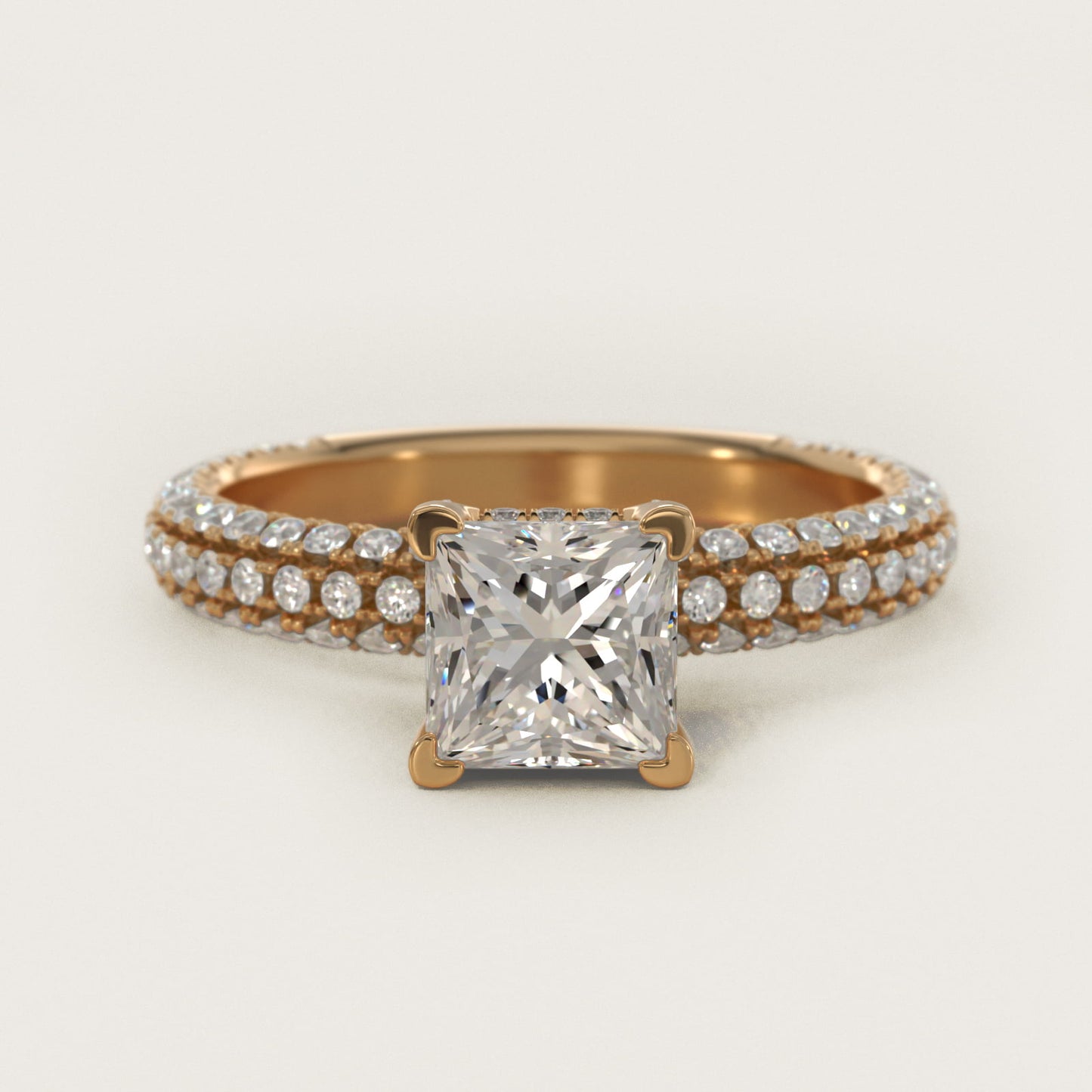 Trio MicroPav? Diamond Engagement Ring In 18k Yellow Gold By James Allen - Princess Center