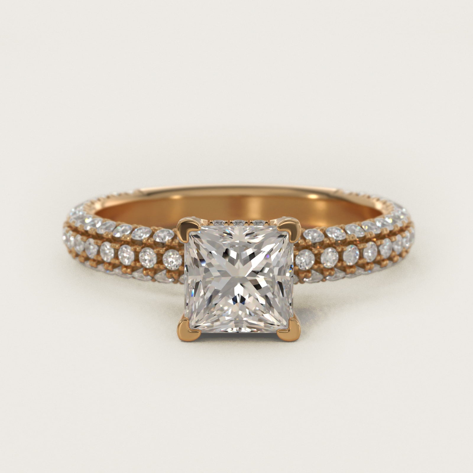 Trio MicroPav? Diamond Engagement Ring In 18k Yellow Gold By James Allen - Princess Center