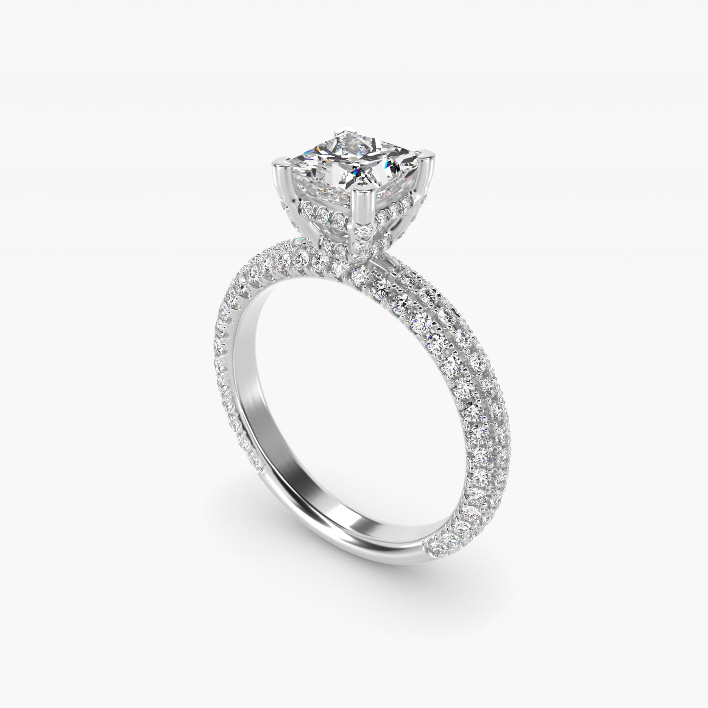 Trio MicroPav? Diamond Engagement Ring In Platinum By James Allen - Princess Center
