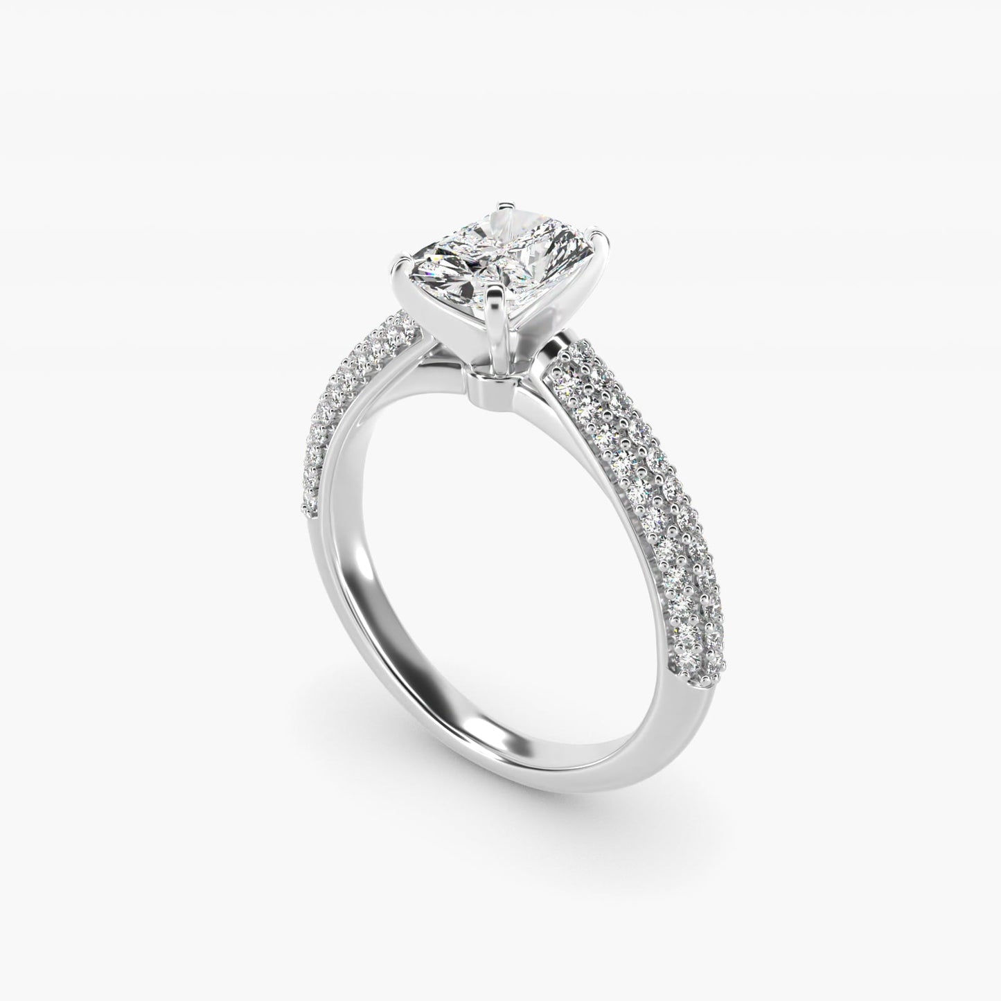 Trio Micropav? Diamond Engagement Ring in Platinum (1/3 ct. tw.) - Radiant Center