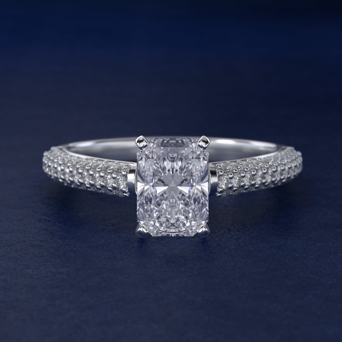 Trio Micropav? Diamond Engagement Ring in Platinum (1/3 ct. tw.) - Radiant Center