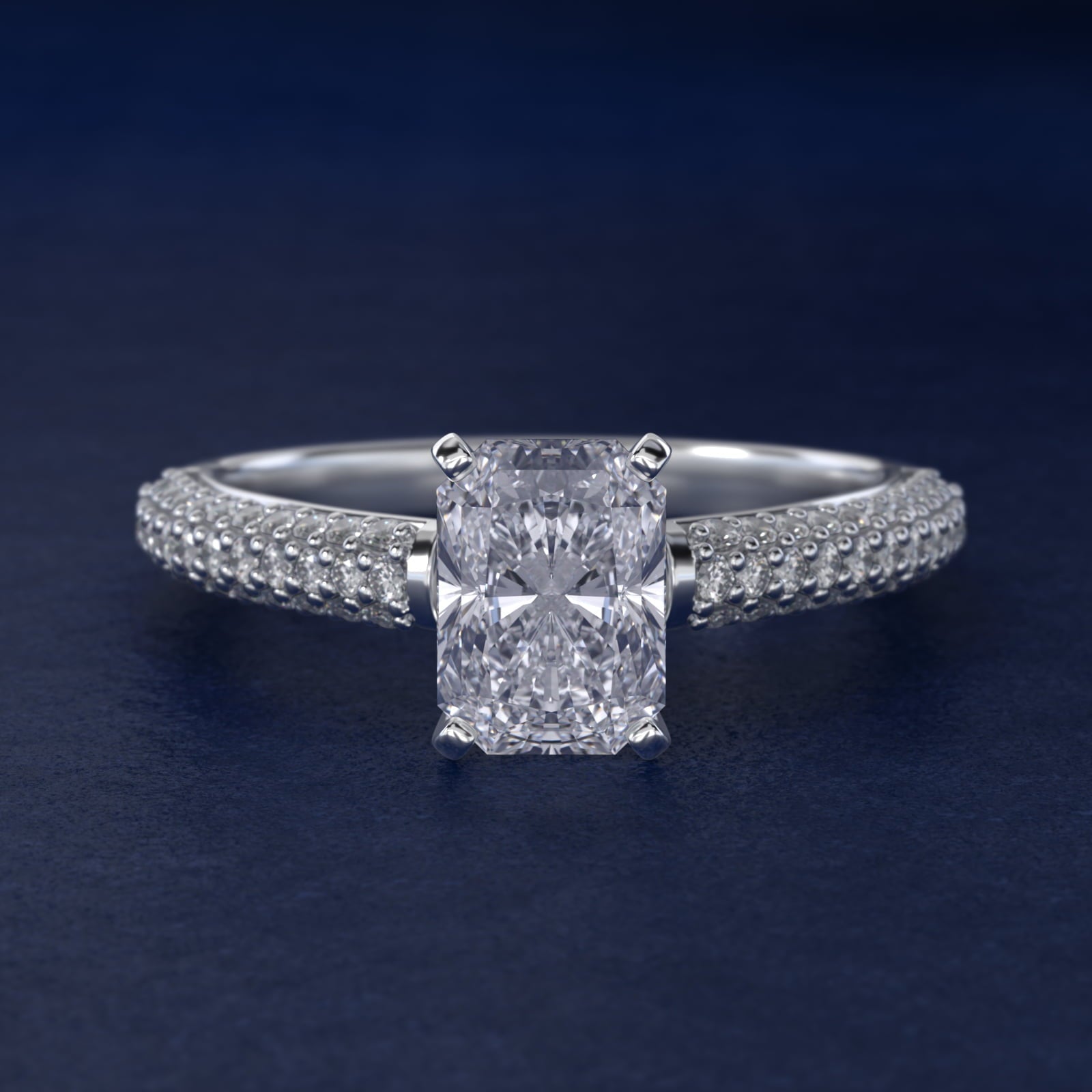Trio Micropav? Diamond Engagement Ring in Platinum (1/3 ct. tw.) - Radiant Center