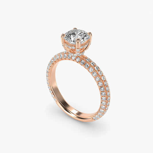 Trio MicroPav? Diamond Engagement Ring In 18k Rose Gold By James Allen - Round Center