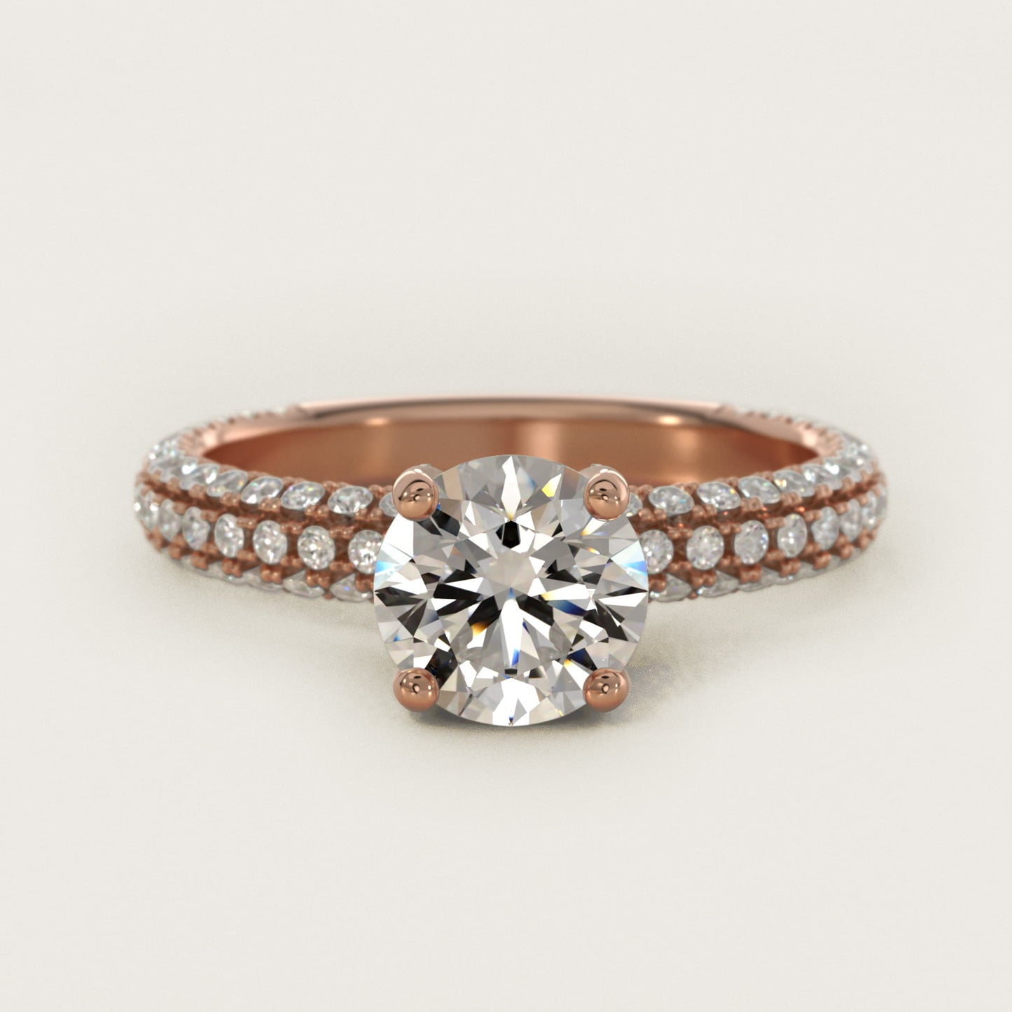 Trio MicroPav? Diamond Engagement Ring In 18k Rose Gold By James Allen - Round Center