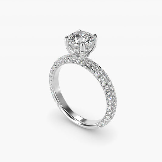 Trio MicroPav? Diamond Engagement Ring In 18k White Gold By James Allen - Round Center