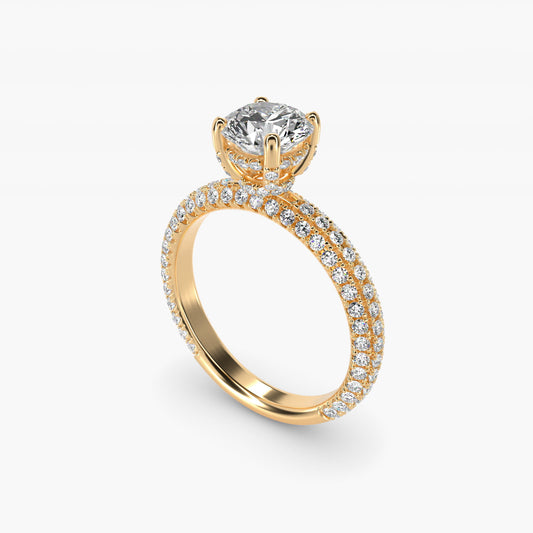 Trio MicroPav? Diamond Engagement Ring In 18k Yellow Gold By James Allen - Round Center